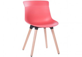 Cadeira-fixa-polipropileno-ANM 6708 F-Coral-pé-madeira-Anima-Home-HS-Móveis